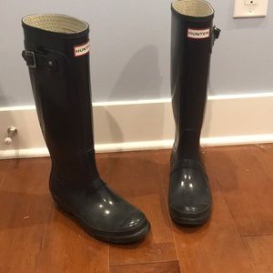 Navy blue  glossy Hunter Boots